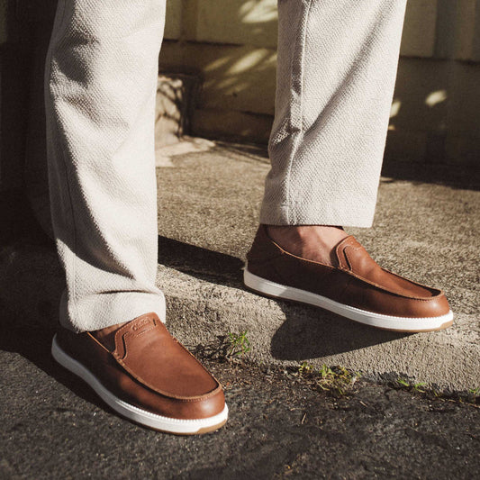 OluKai Men | Kākaha Nia Men‘s Leather Slip-On Shoes - Fox