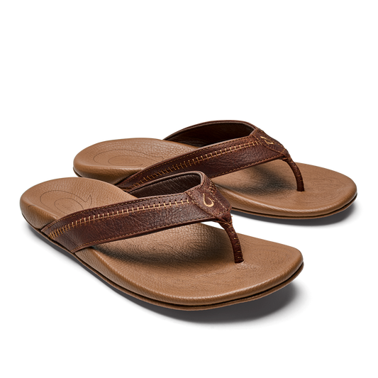 OluKai Men | Hiapo -Dark Java / Toffee Men’s Leather Beach Sandals