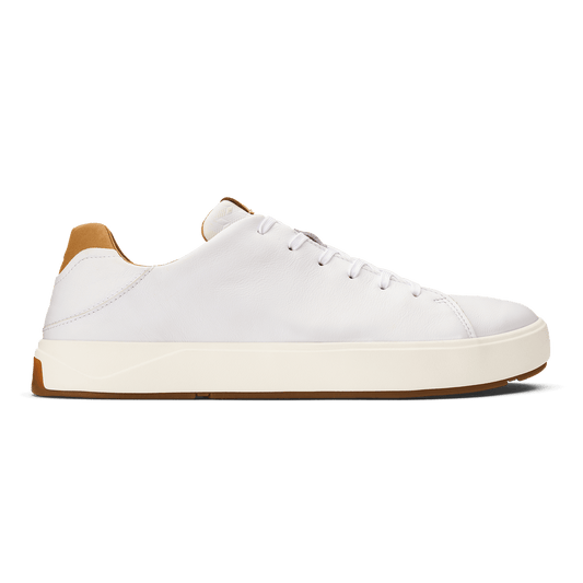 OluKai Men | Lae‘ahi Lī ‘Ili Men's Leather Sneakers - Bright White