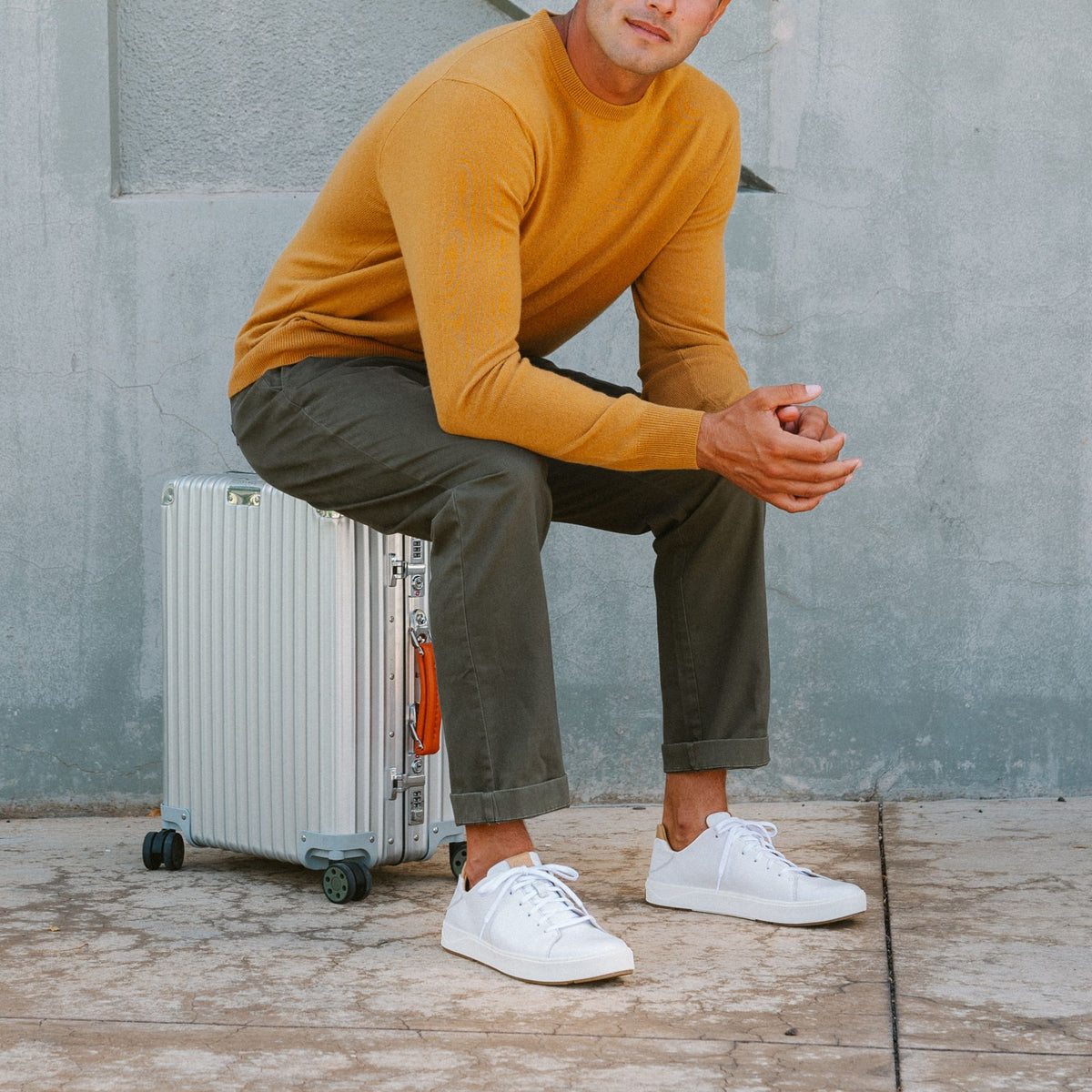 OluKai Men | Lae‘ahi Lī ‘Ili Men's Leather Sneakers - Bright White