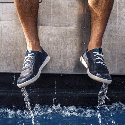 OluKai Men | Moku Pae Men's Boat Shoes - Trench Blue / Off White