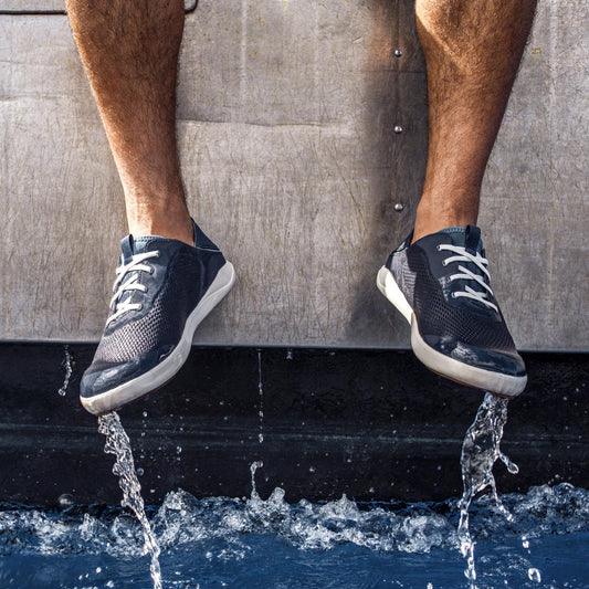 OluKai Men | Moku Pae Men's Boat Shoes - Trench Blue / Off White