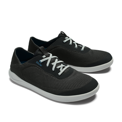 OluKai Men | Moku Pae Men's Boat Shoes - Black / Blue Coral
