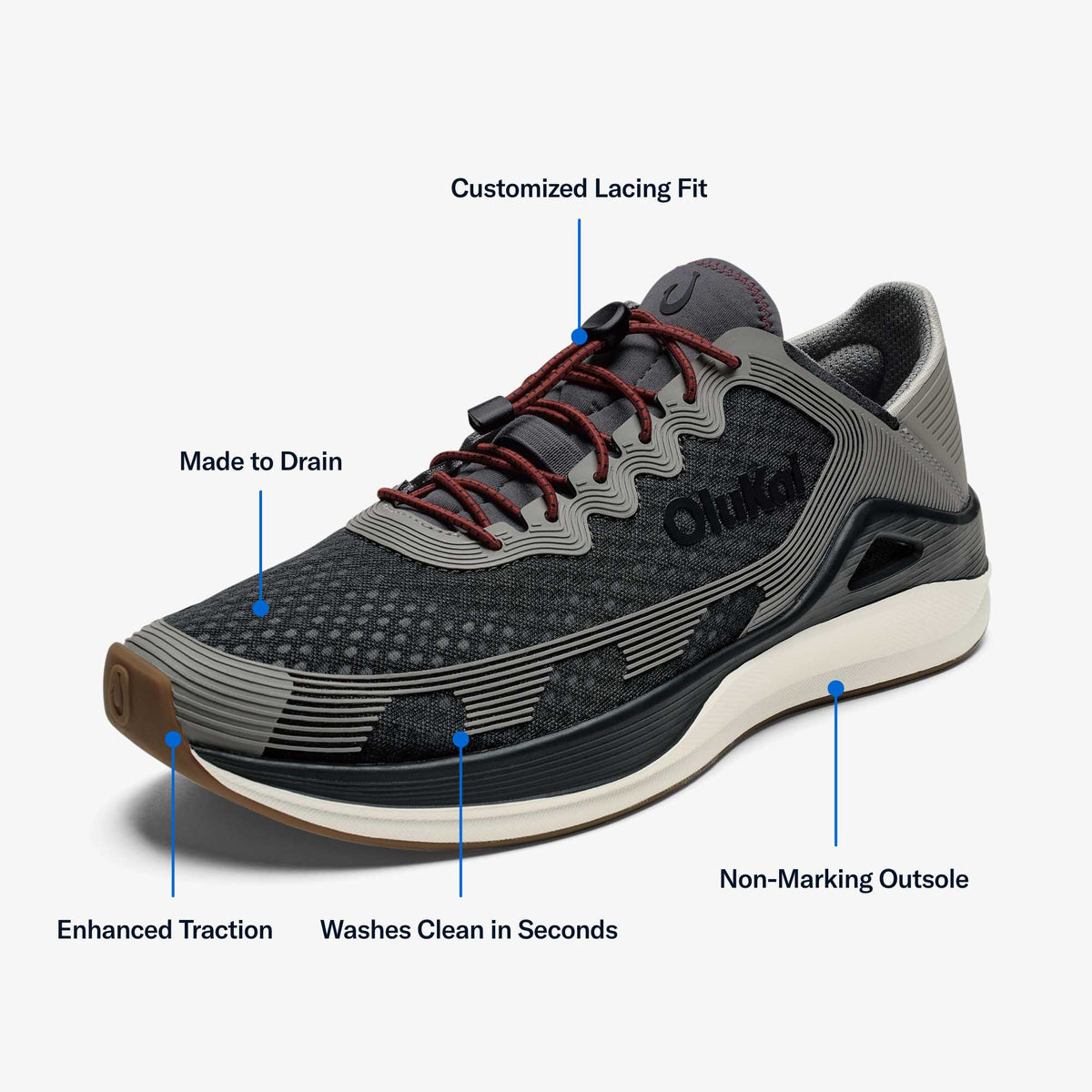OluKai Men | ‘Ahi Men’s Water Boat Shoes - Rock / Ash