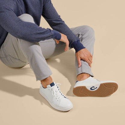 OluKai Men | Lae‘ahi Lī ‘Ili Men's Sneakers - Bright White / Trench Blue
