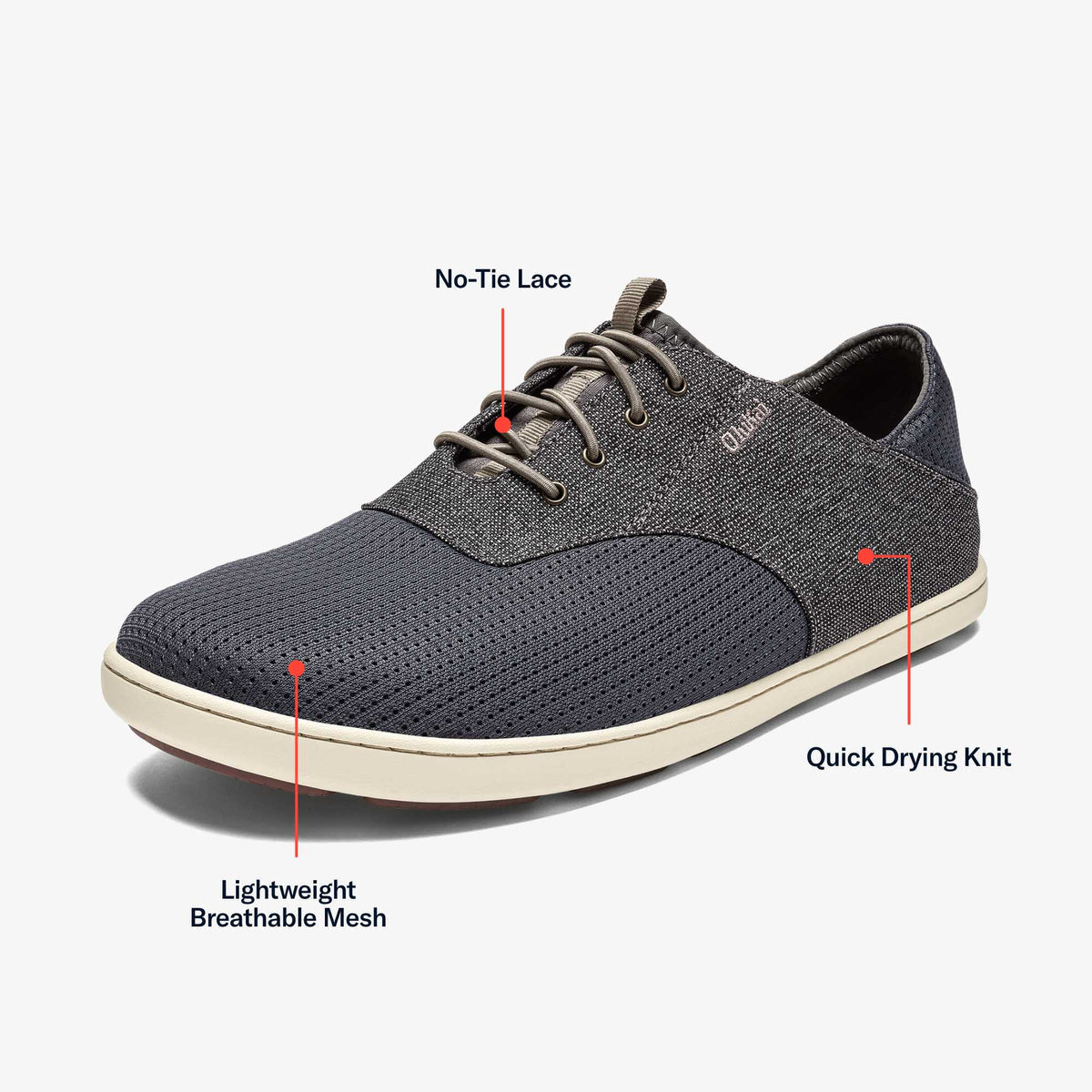 OluKai Men | Nohea Moku Men's Boat Shoes - Charcoal / Clay