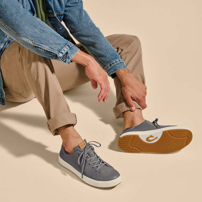 OluKai Men | Lae‘ahi Lī ‘Ili Men's Leather Sneakers - Stone