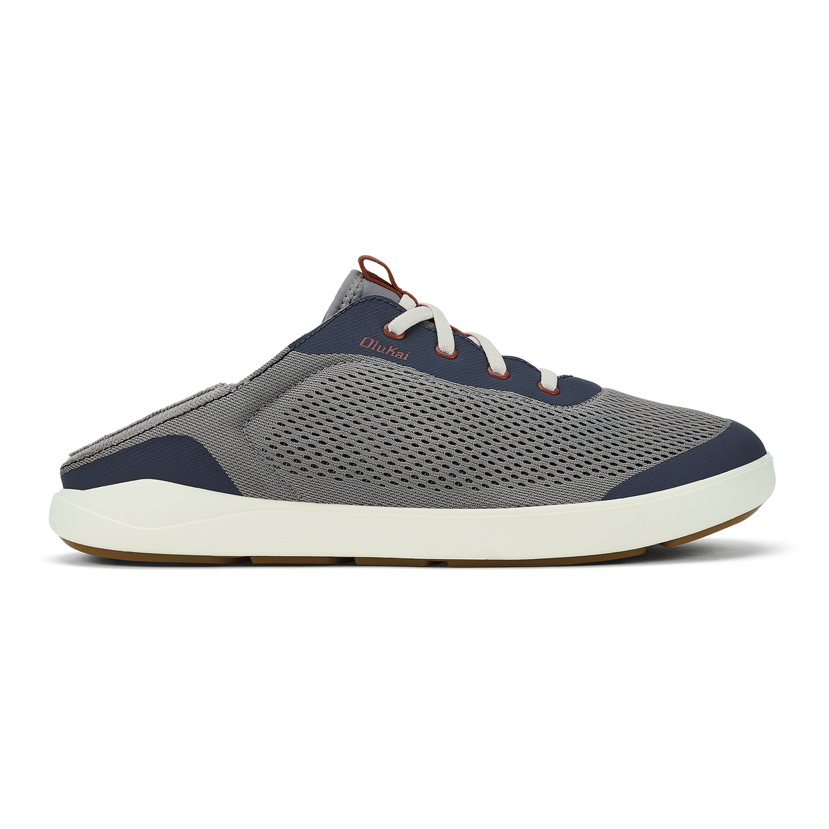 OluKai Men | Moku Pae Men's Boat Shoes - Ash / Trench Blue