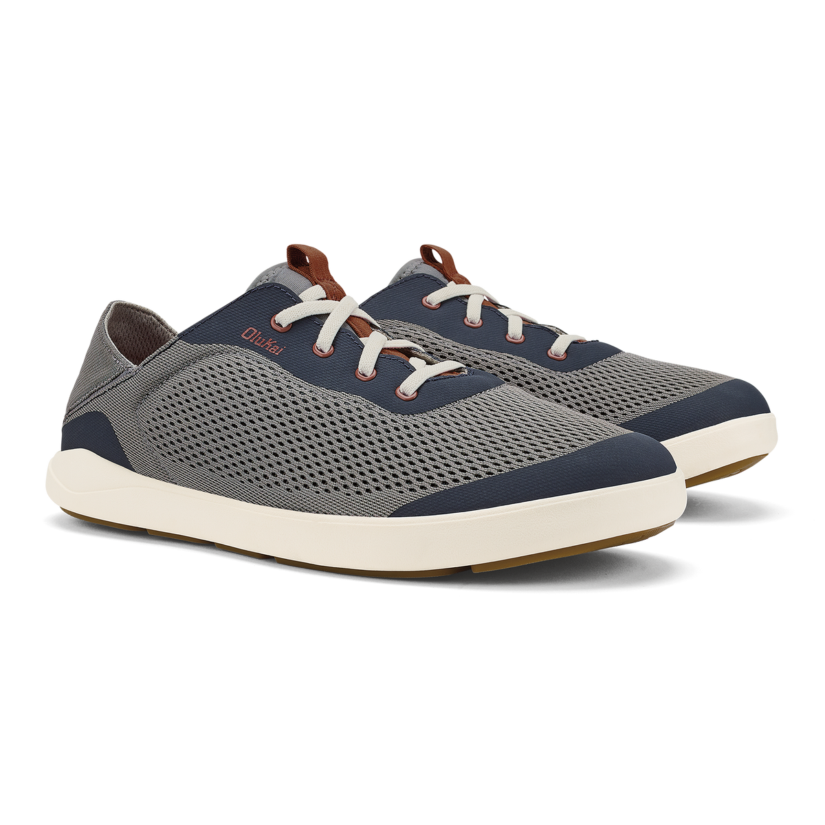 OluKai Men | Moku Pae Men's Boat Shoes - Ash / Trench Blue
