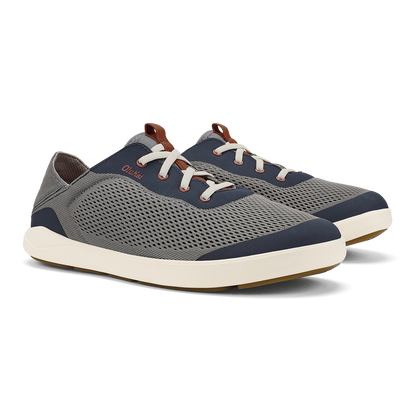 OluKai Men | Moku Pae Men's Boat Shoes - Ash / Trench Blue