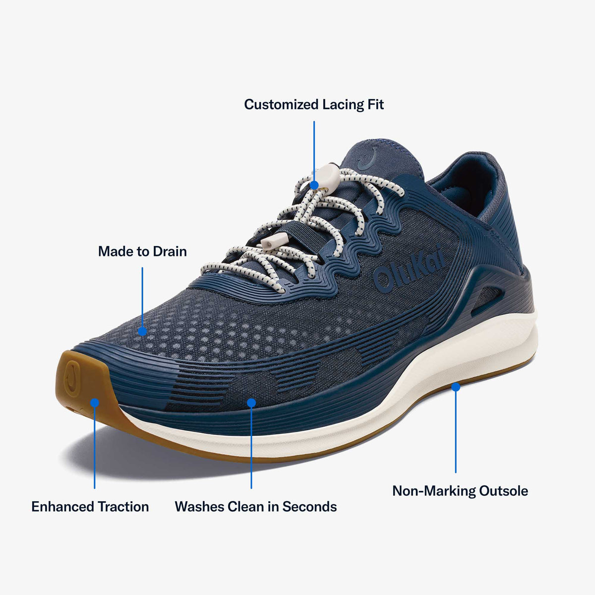OluKai Men | ‘Ahi Men’s Water Boat Shoes - Mood Indigo / Coastal Blue