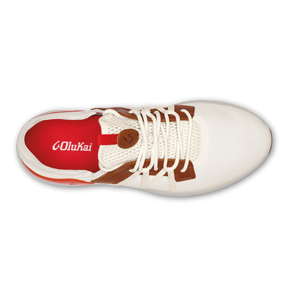 OluKai Men | Mio Lī Men's Athletic Shoes - Bright White / Red Lava