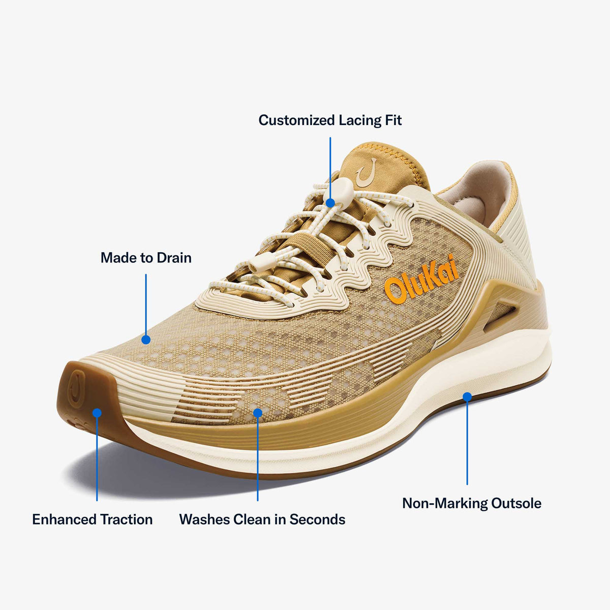 OluKai Men | ‘Ahi Men’s Water Boat Shoes - Tan / Tapa