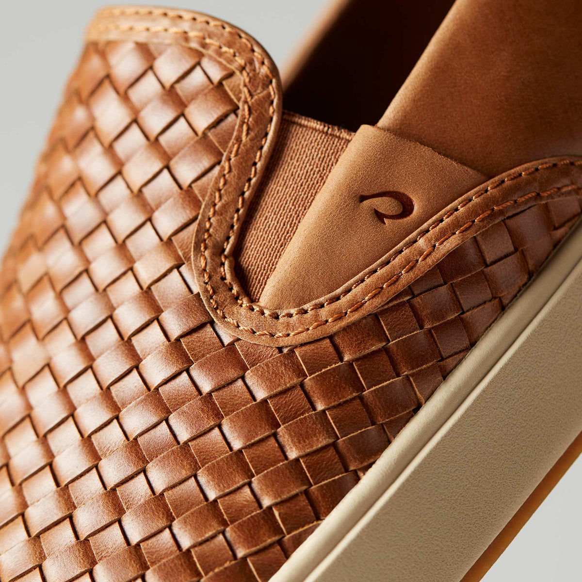 OluKai Men | Lae‘ahi Lauhala Men's Leather Slip-On Sneakers - Fox
