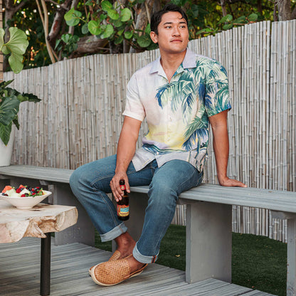 OluKai Men | Lae‘ahi Lauhala Men's Leather Slip-On Sneakers - Fox