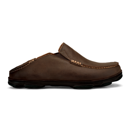 OluKai Men | Moloā Men's Leather Slip On Shoes - Dark Wood / Dark Java