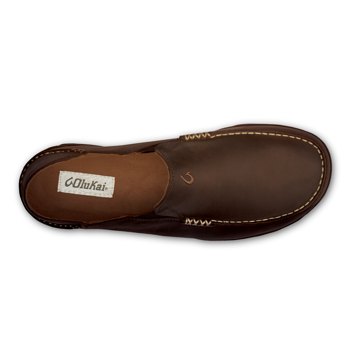 OluKai Men | Moloā Men's Leather Slip On Shoes - Dark Wood / Dark Java