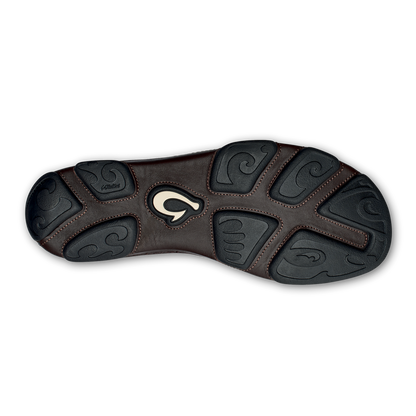 OluKai Men | Moloā Men's Leather Slip On Shoes - Dark Wood / Dark Java