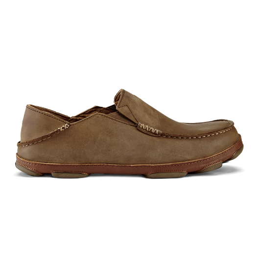 OluKai Men | Moloā Men's Leather Slip On Shoes - Ray / Toffee