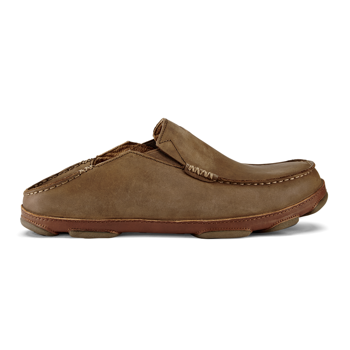 OluKai Men | Moloā Men's Leather Slip On Shoes - Ray / Toffee