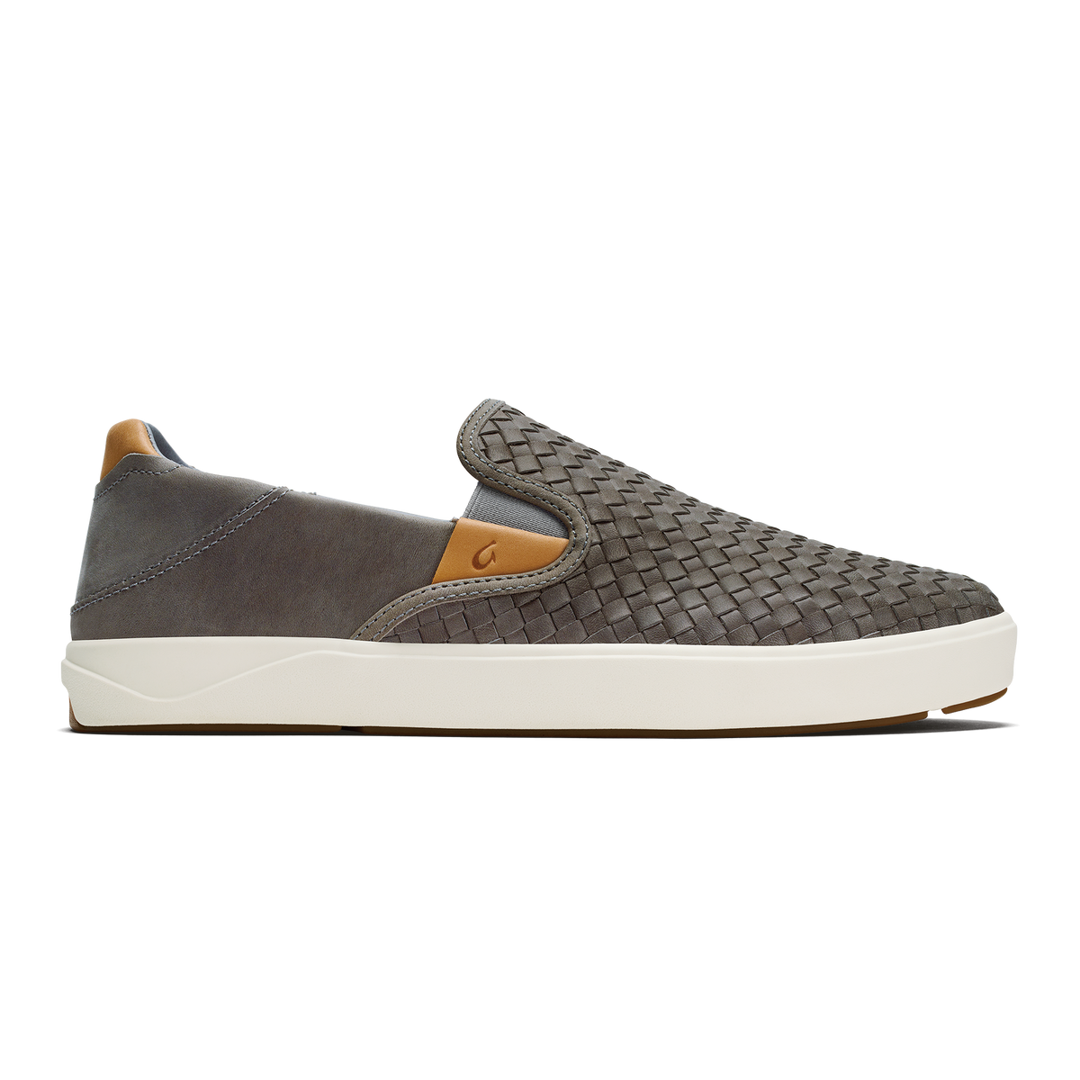 OluKai Men | Lae‘ahi Lauhala Men's Leather Slip-On Sneakers - Ash