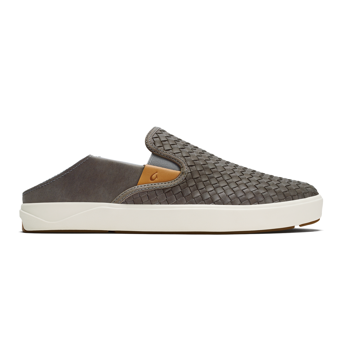 OluKai Men | Lae‘ahi Lauhala Men's Leather Slip-On Sneakers - Ash