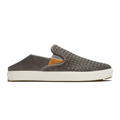 OluKai Men | Lae‘ahi Lauhala Men's Leather Slip-On Sneakers - Ash