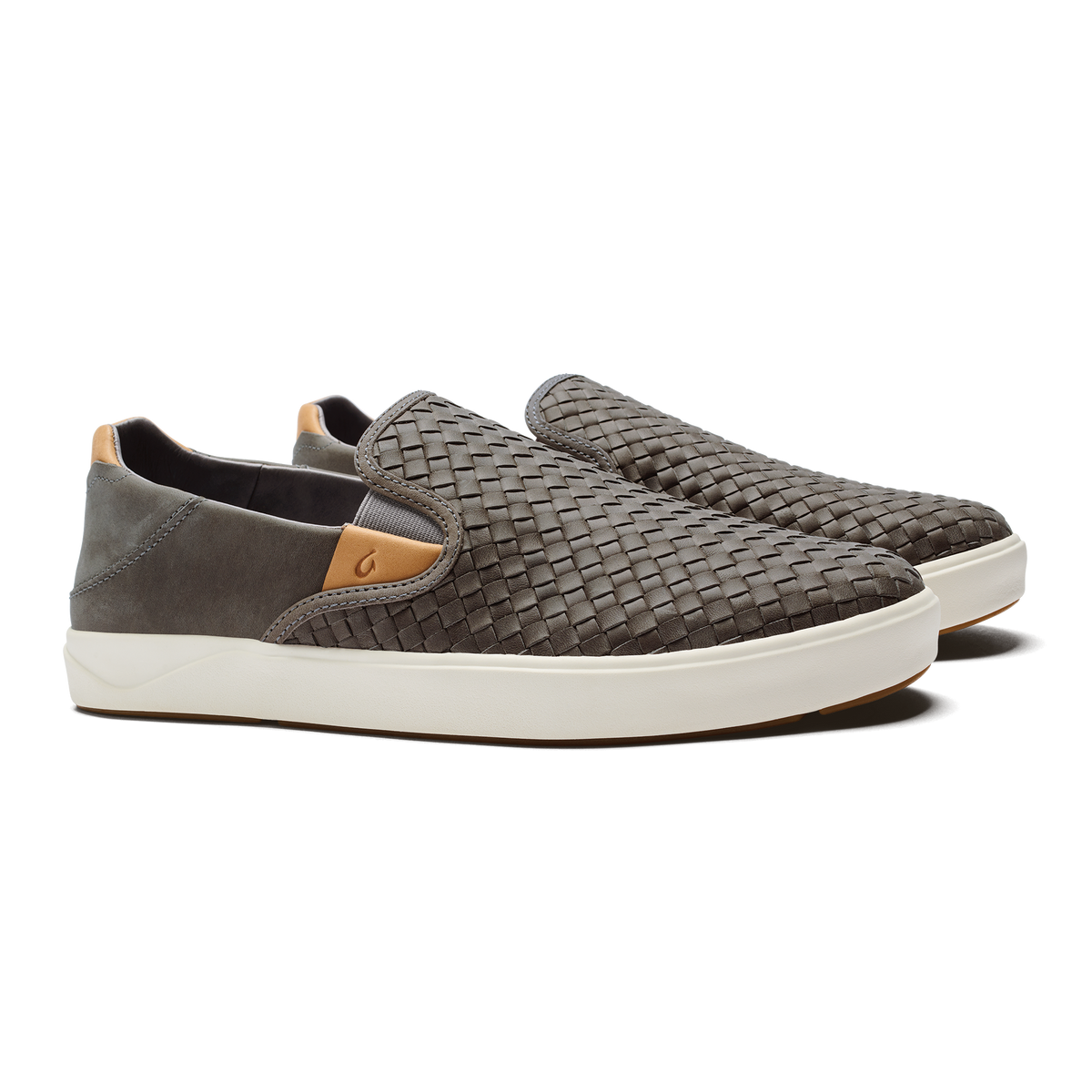 OluKai Men | Lae‘ahi Lauhala Men's Leather Slip-On Sneakers - Ash