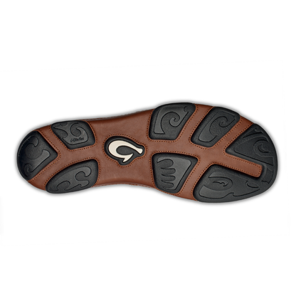 OluKai Men | Moloā Men's Leather Slip On Shoes - Black / Toffee