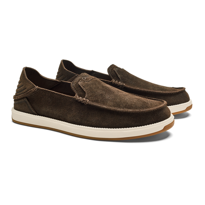 OluKai Men | Kākaha Nia Men‘s Suede Slip-On Shoes - Dark Wood
