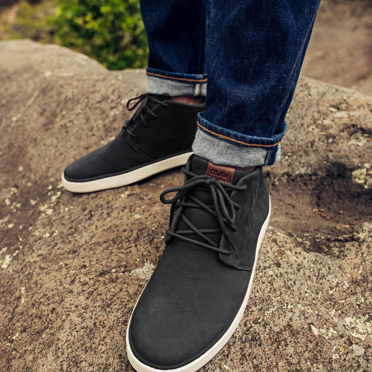 OluKai Men | Papakū 'Ili Men’s Waterproof Leather Boots- Black