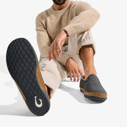 OluKai Men | Hanohano Men’s Waxed Canvas Slippers - Dark Shadow