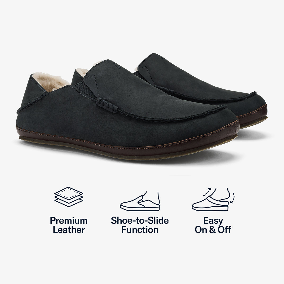 OluKai Men | Moloā Slipper - Black / Dk Java