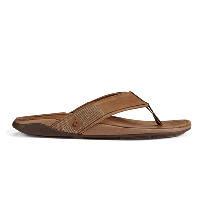 OluKai Men | Tuahine Men's Waterproof Leather Beach Sandals - Toffee