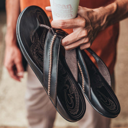 OluKai Men | Mea Ola Men's Leather Beach Sandals - Dark Java