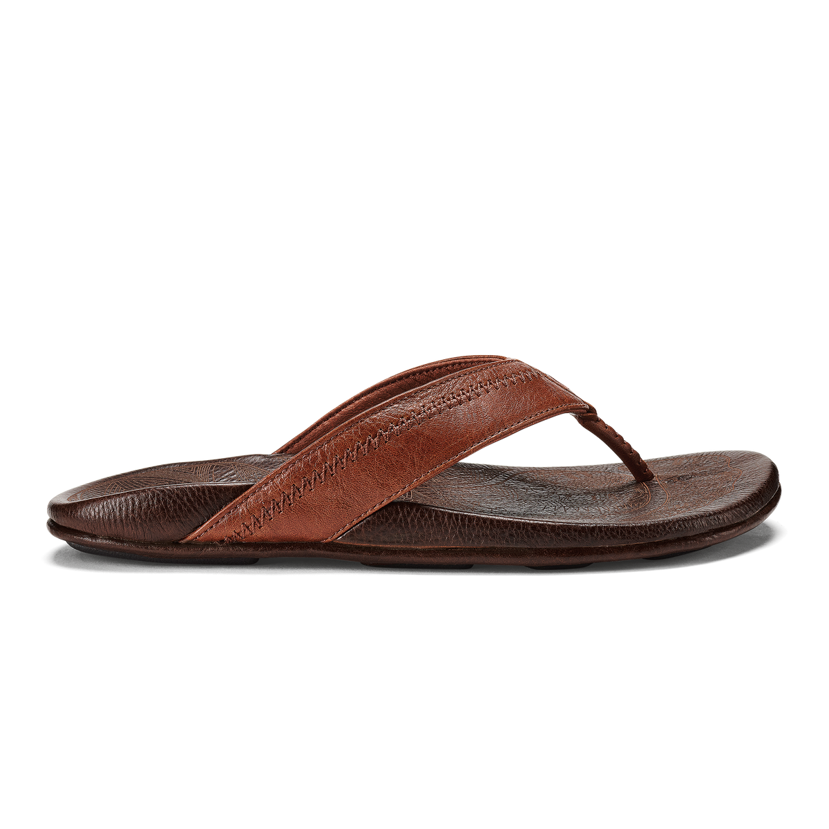 OluKai Men | Hiapo - Rum / Dark Wood Men’s Leather Beach Sandals