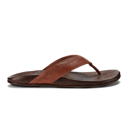 OluKai Men | Hiapo - Rum / Dark Wood Men’s Leather Beach Sandals