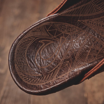 OluKai Men | Hiapo - Rum / Dark Wood Men’s Leather Beach Sandals