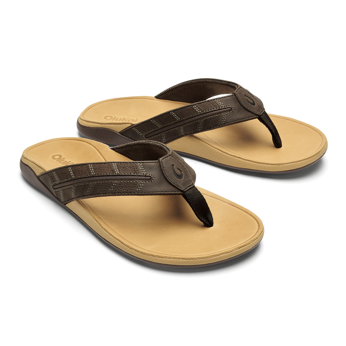 OluKai Men|New Arrivals | Tuahine Palm - Dk Java / Golden Sand
