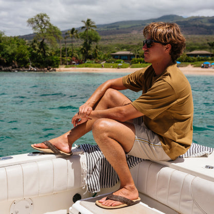 OluKai Men|New Arrivals | Tuahine Palm - Dk Java / Golden Sand