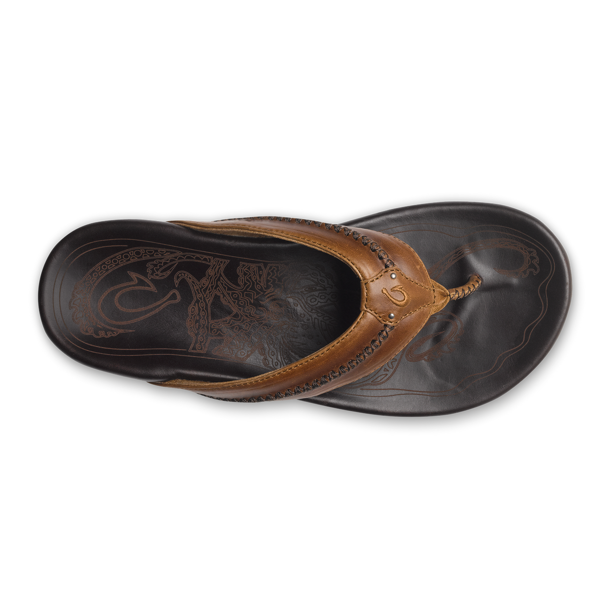 OluKai Men | Mea Ola Men's Leather Sandals - Tan / Dark Java