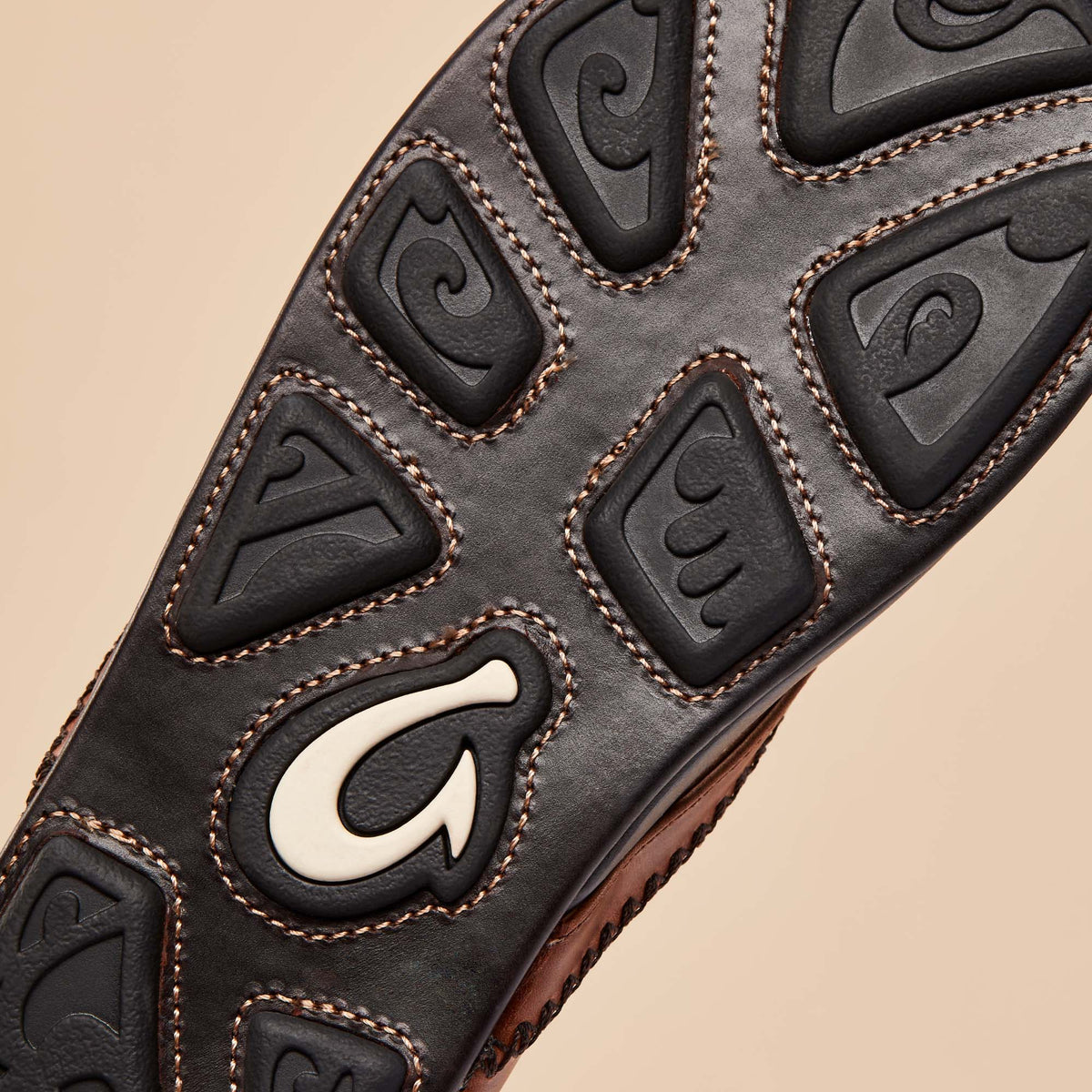 OluKai Men | Mea Ola Men's Leather Sandals - Tan / Dark Java