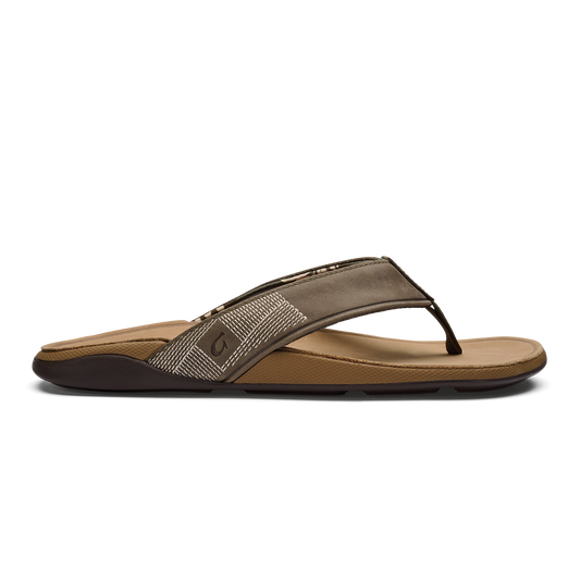 OluKai Men | Tuahine Men's Waterproof Leather Beach Sandals - Hunter