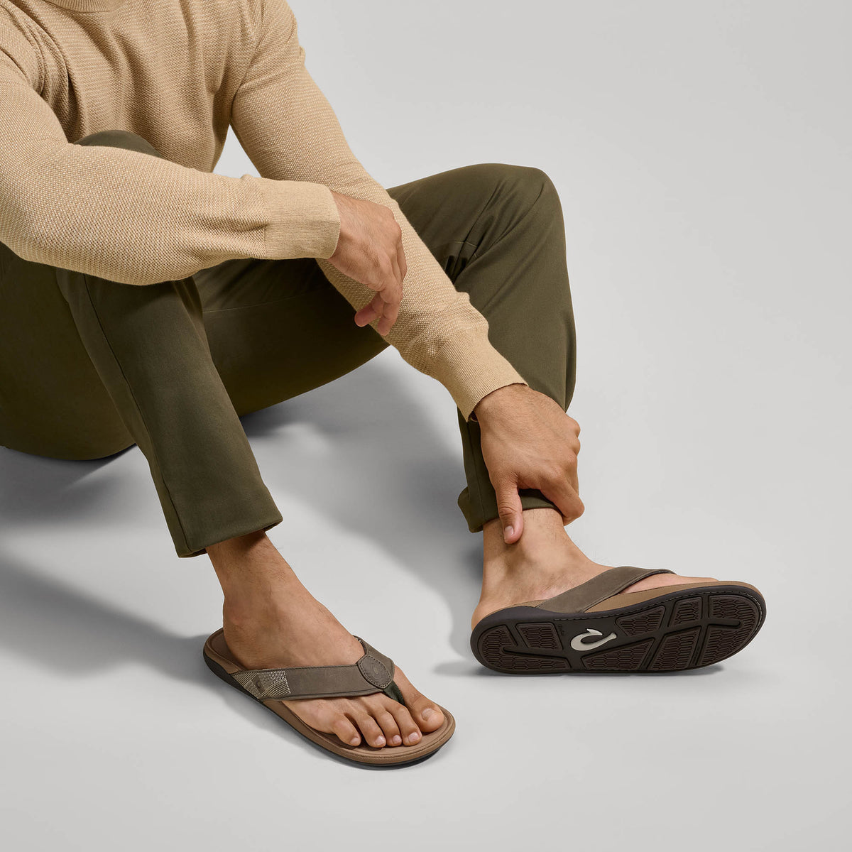 OluKai Men | Tuahine Men's Waterproof Leather Beach Sandals - Hunter