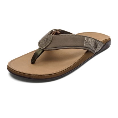 OluKai Men | Tuahine Men's Waterproof Leather Beach Sandals - Hunter