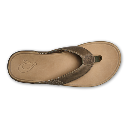 OluKai Men | Tuahine Men's Waterproof Leather Beach Sandals - Hunter