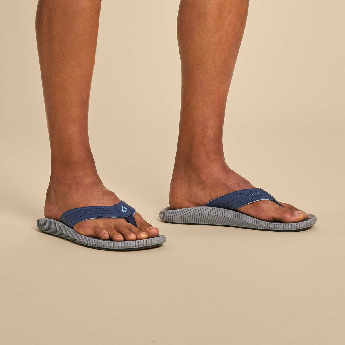 OluKai Men | Ulele Men's Beach Sandals - Blue Depth / Charcoal