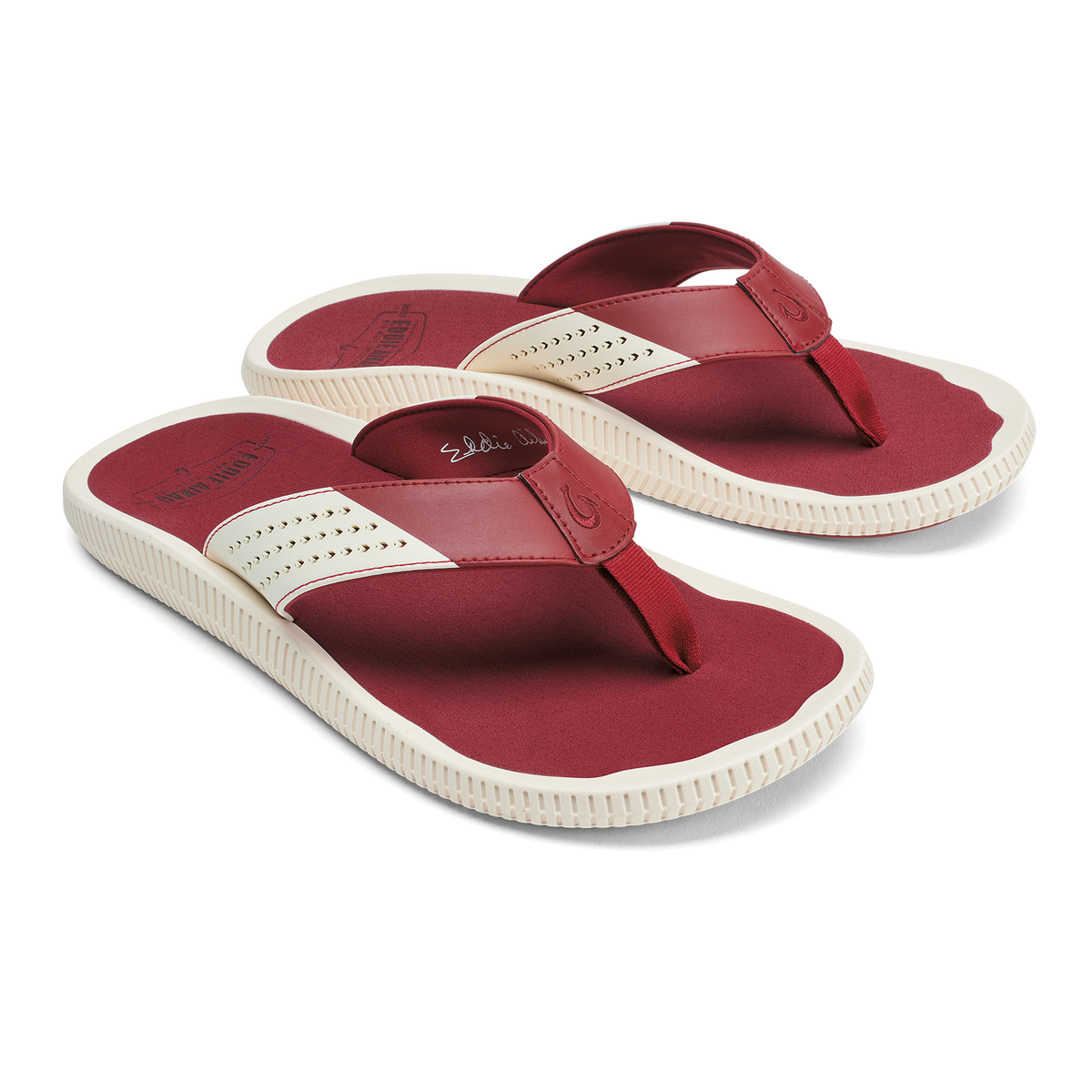OluKai Men|New Arrivals | Ulele - Off White / Deep Red