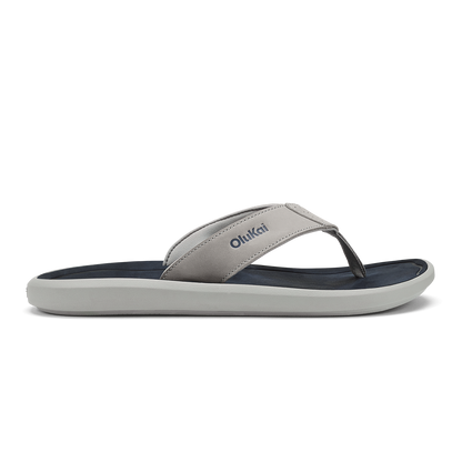 OluKai Men | Pili Men’s Waterproof Leather Sandals - Ash / Mood Indigo
