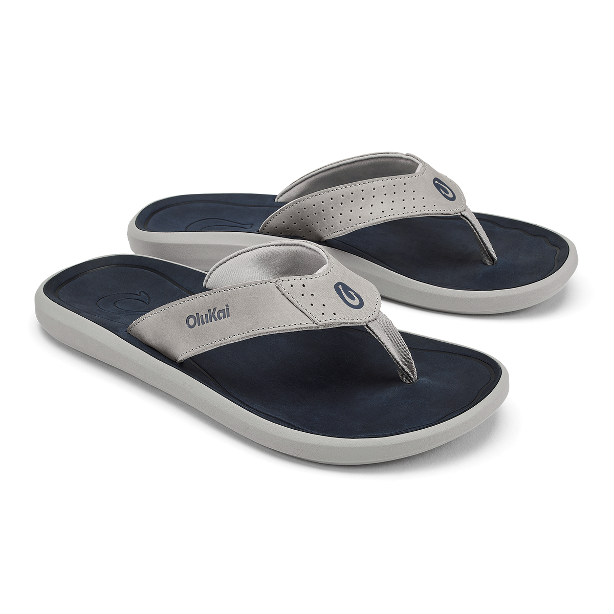 OluKai Men | Pili Men’s Waterproof Leather Sandals - Ash / Mood Indigo